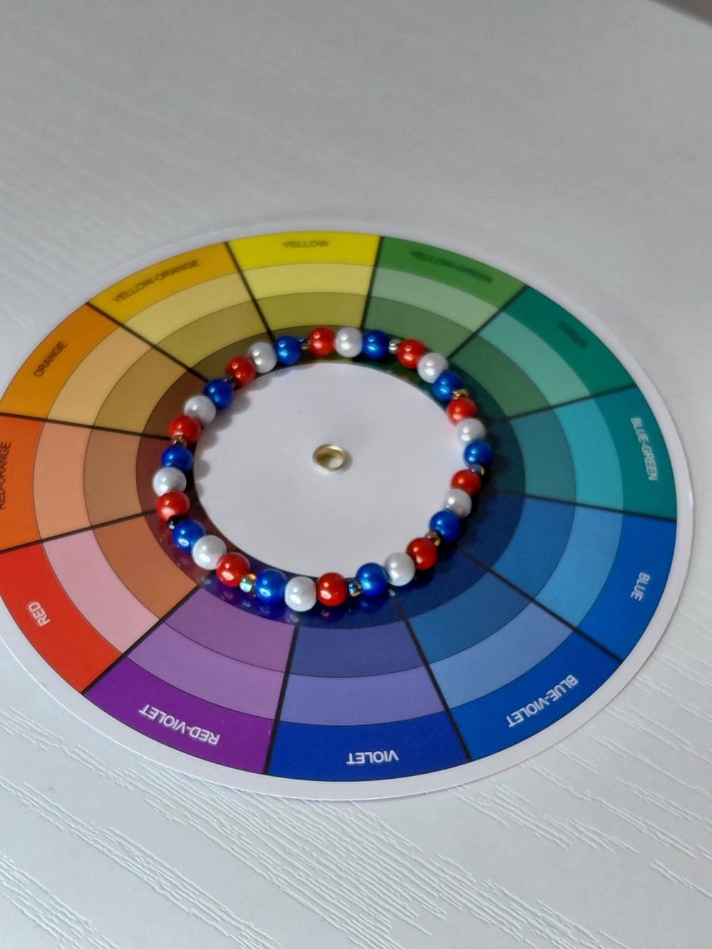 Handmade Red White & Blue Beaded Stretch Bracelet 7 Inches 4th Of July Patriotic - Picture 9 of 14